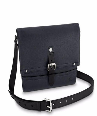 LV Canyon Messenger PM Utah Leather Bleu Marine