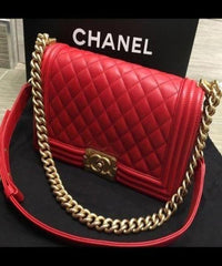 Chanel Boy Medium Handbag Red