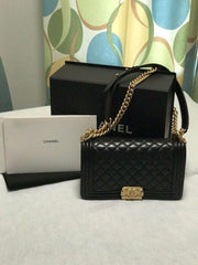 Small Boy Chanel Handbag Black-Gold