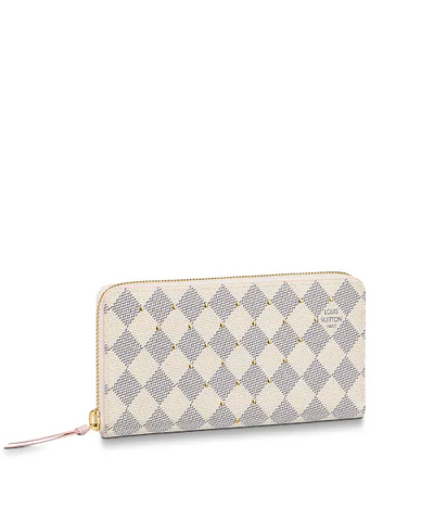 LV Clemence Wallet Damier Azur Canvas Rose Ballerine