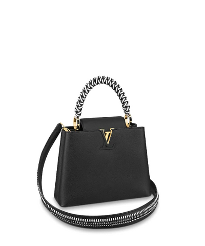 LV Capucine PM Handbag Taurillon Leather Noir/Blanc