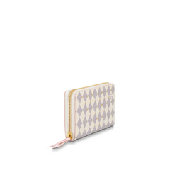 LV Clemence Wallet Damier Azur Canvas Rose Ballerine