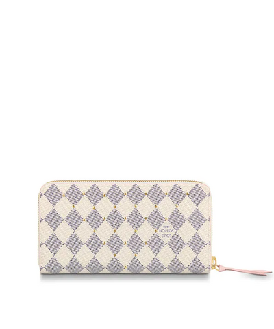 LV Clemence Wallet Damier Azur Canvas Rose Ballerine