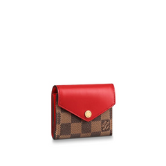 LV Zoé Wallet Damier Ebene Fuchsia colored leather