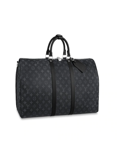 LV Keepall 55 Bandouliere Duffel Bag Monogram Eclipse Canvas