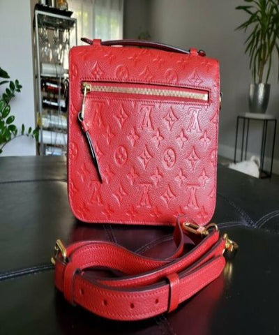 LV Pochette Metis Monogram Empreinte Leather Cerise/Blue