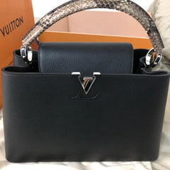 LV Capucines MM Noir Python Leather Trim