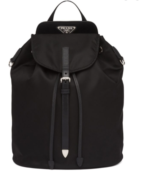 Prada Nylon And Saffiano Leather Backpack Black