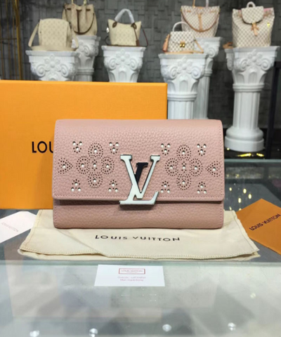 LV Compact Wallet Taurillion Leather Magnolia