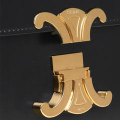 Celine Teen Triomphe Bag In Shiny Calfskin Black