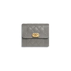 Chanel Boy Small Flap Wallet Grey
