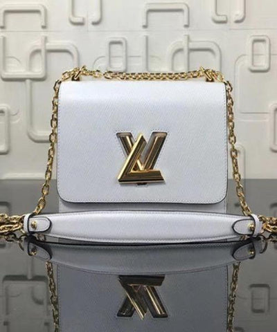LV Twist MM Epi Leather White Gold-Colored Lock