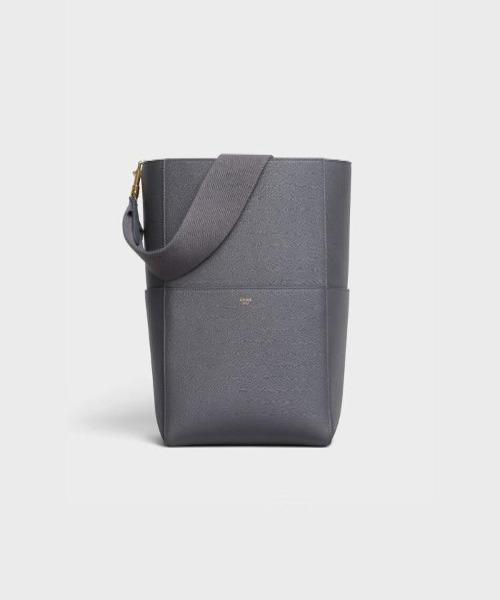 Celine Sangle Bucket Bag In Soft Grained Calfskin Grey