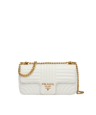 Prada Diagramme Medium Leather Bag White