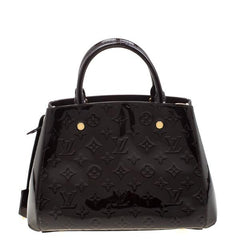 LV Montaigne BB Tote Bag Monogram Vernis Black