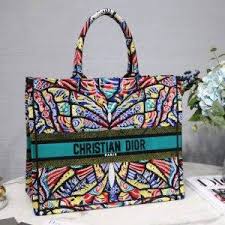 Dior Book Tote Bag Multicolored Embroidered Butterfly 2018