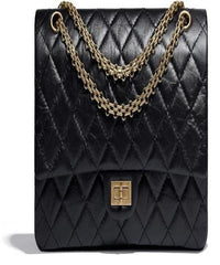 Chanel 2.55 Handbag Aged Calfskin Black