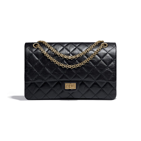 Chanel 2.55 Handbag Aged Calfskin Black