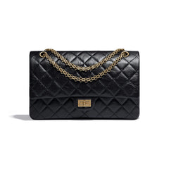 Chanel 2.55 Handbag Aged Calfskin Black
