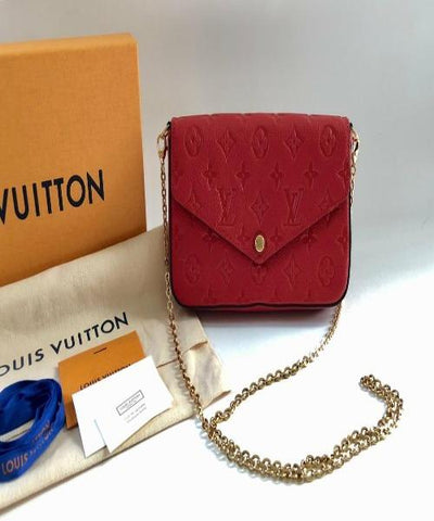 LV Pochette Felicie Bag Monogram Leather Cerise