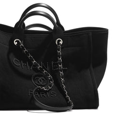 Chanel Deauville Fabric Tote Black/Gray