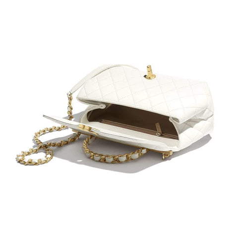 Chanel Small Flap Bag With Top Handle White