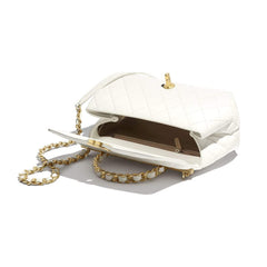 Chanel Small Flap Bag With Top Handle White