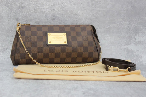 LV Eva Clutch Damier Ebene Canvas
