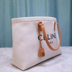 Celine Horizontal Cabas Celine In Canvas With Celine Print And Calfskin